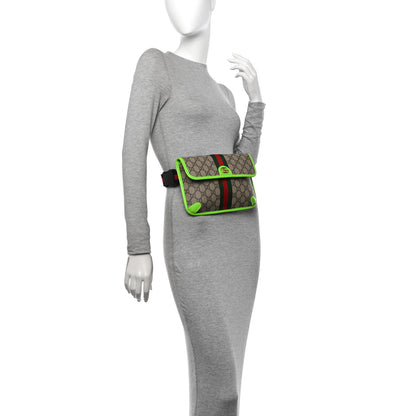 Gucci GG Supreme Monogram Web Small Ophidia Belt Bag Beige Ebony Electric Green 2 of 11