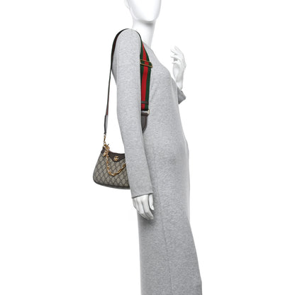 Gucci GG Supreme Monogram Textured Dollar Calfskin Web Small Ophidia GG Handbag Beige Ebony New Acero 2 of 14