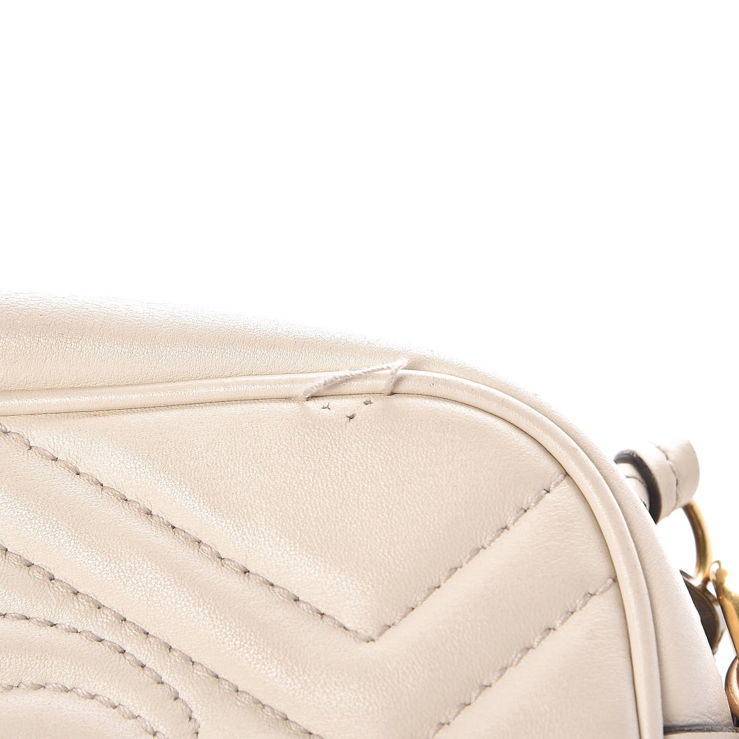 Calfskin Matelasse Mini GG Marmont Chain Shoulder Bag White