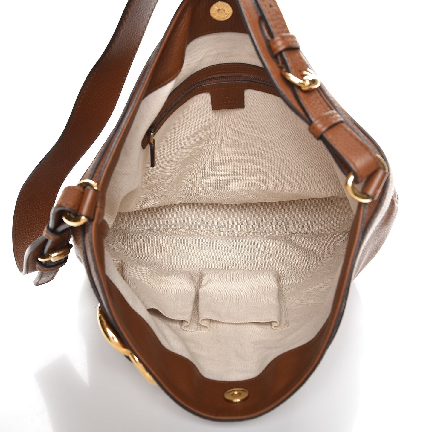 Pebbled Calfskin Large Ride Shoulder Bag Brown