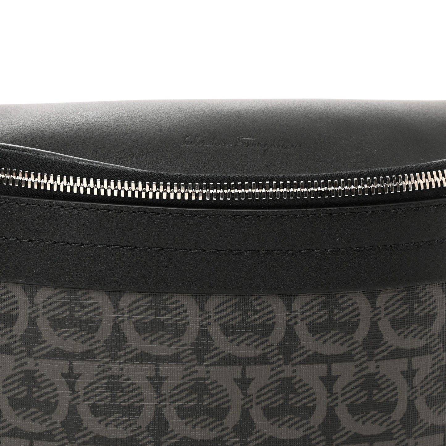 Gancini Monogram Calfskin Waist Bag Black Grey