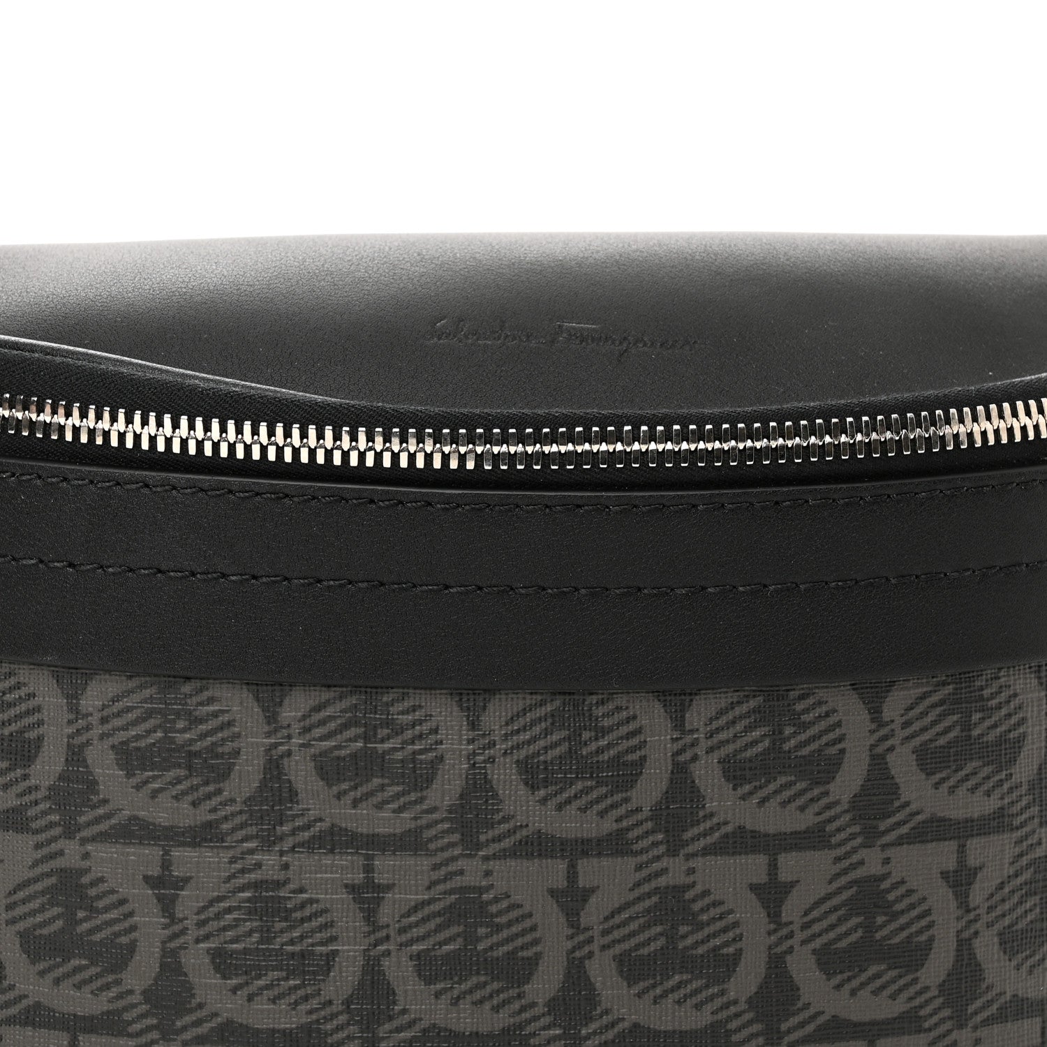 Salvatore Ferragamo Gancini Monogram Calfskin Waist Bag Black Grey 8 of 10