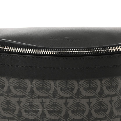 Salvatore Ferragamo Gancini Monogram Calfskin Waist Bag Black Grey 8 of 10
