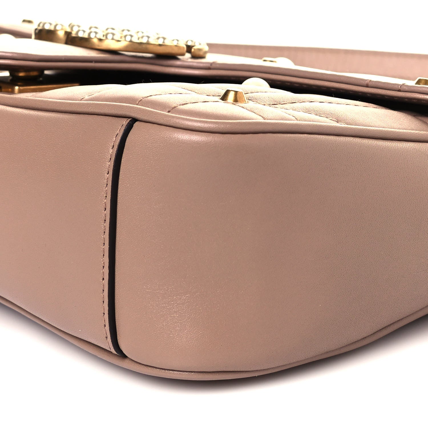 Gucci Calfskin Matelasse Studded Mini Pearly GG Marmont Shoulder Bag Porcelain Rose 10 of 12