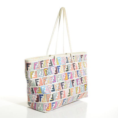 Fendi Zucca Spalmati FF Multicolor Medium Roll Tote Multicolor White 3 of 9