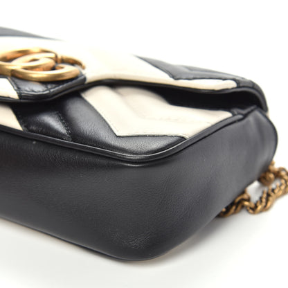 Gucci Calfskin Matelasse Super Mini GG Marmont Shoulder Bag Black White 11 of 13