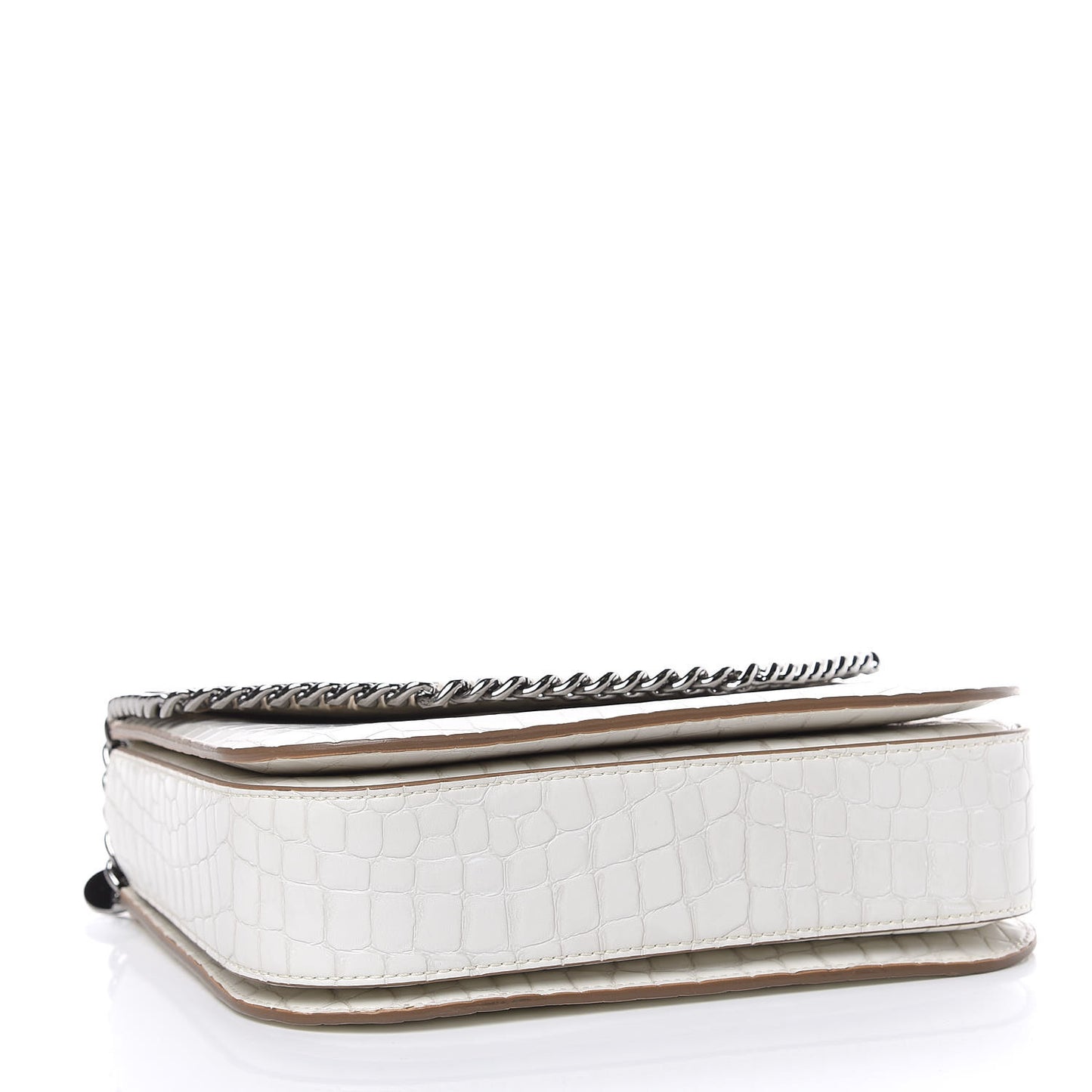 Embossed Crocodile Effect Medium Falabella Box Shoulder Bag Ivory