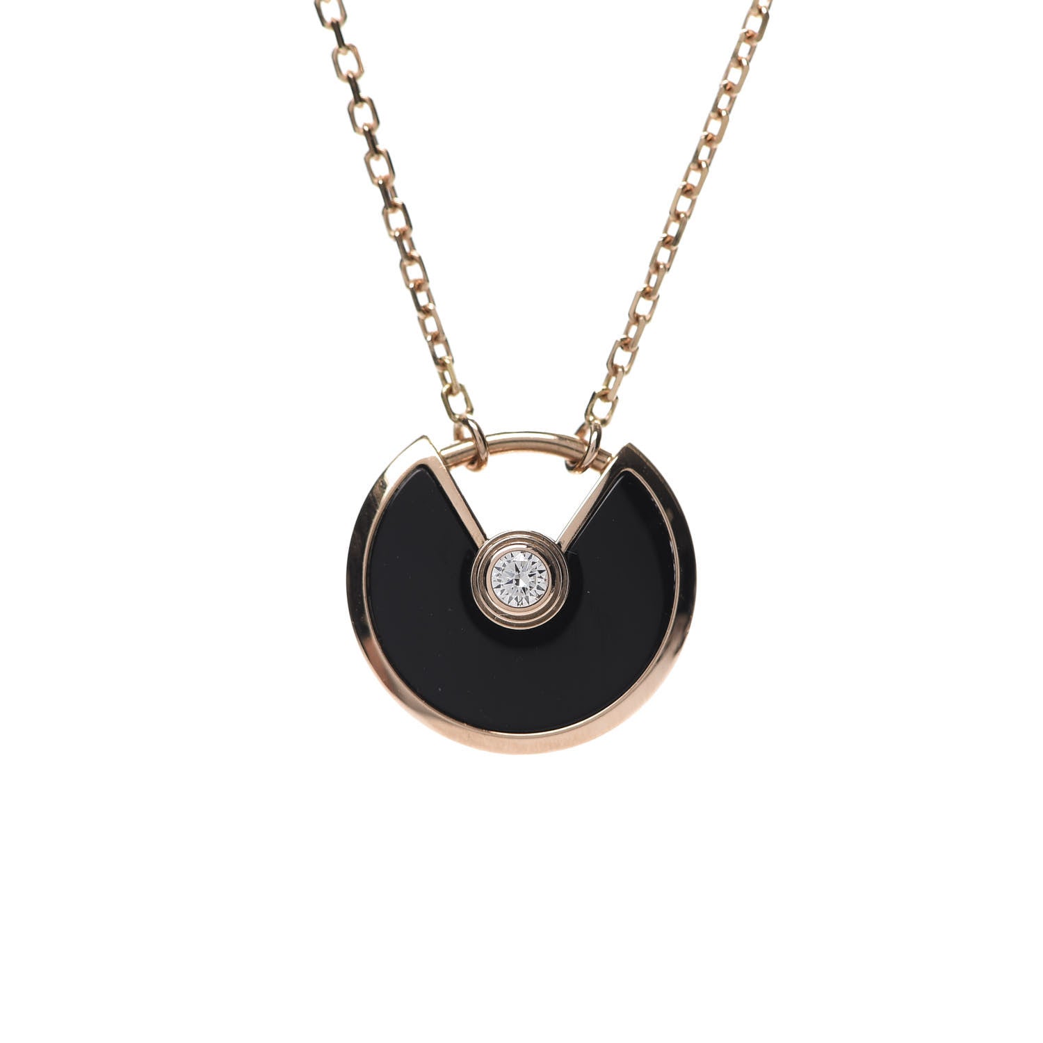 Cartier 18K Pink Gold Diamond Black Onyx XS Amulette de Cartier Pendant Necklace 6 of 6