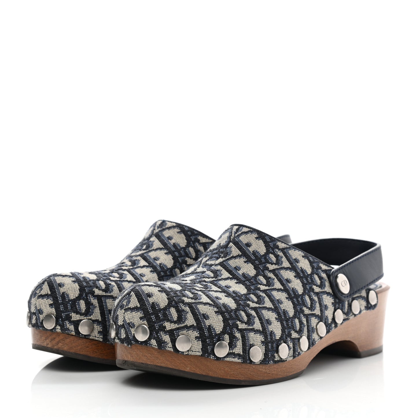 Canvas Oblique Diorquake 20mm Slingback Clogs 38 Deep Blue