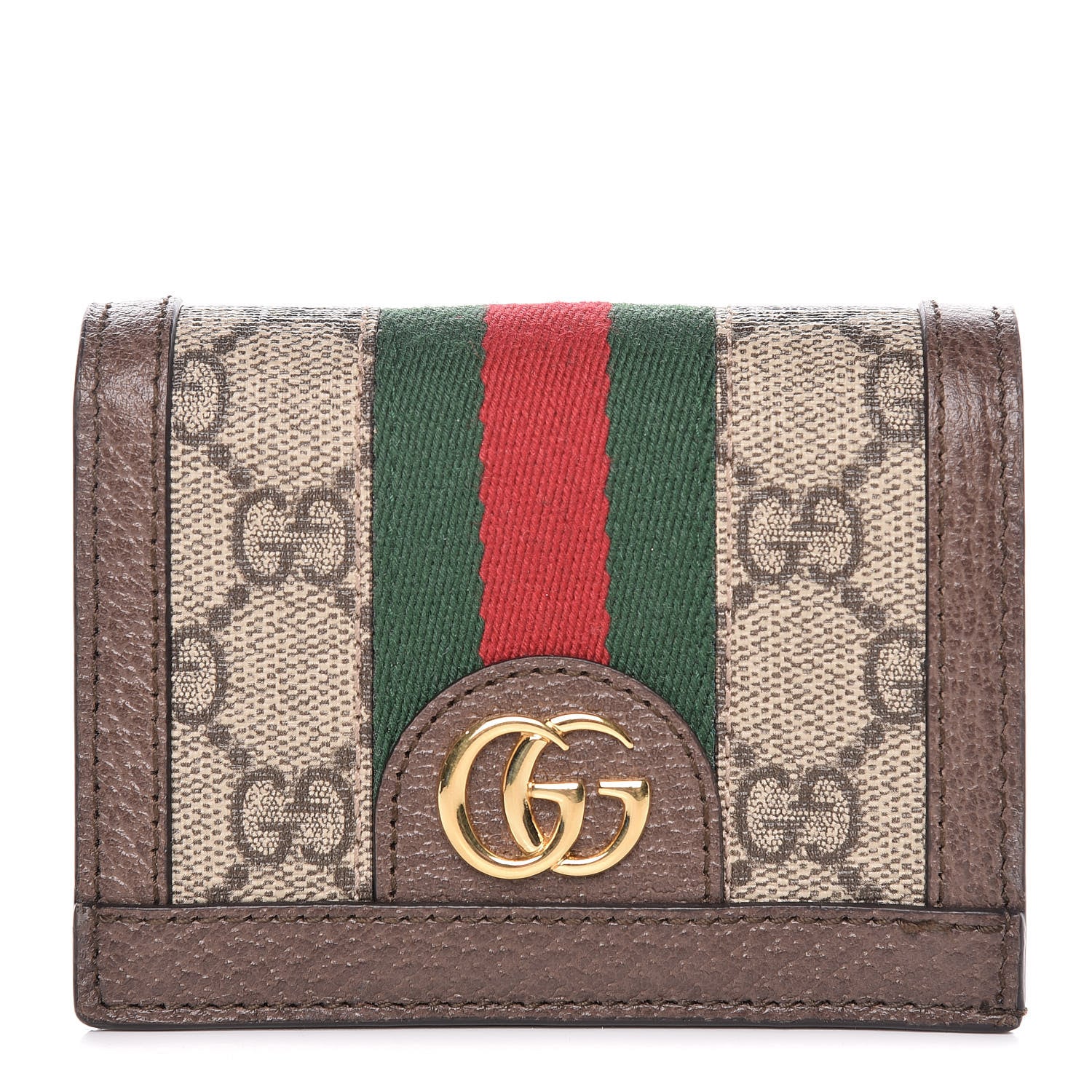 Gucci GG Supreme Monogram Web Ophidia Card Case Beige New Acero 1 of 8