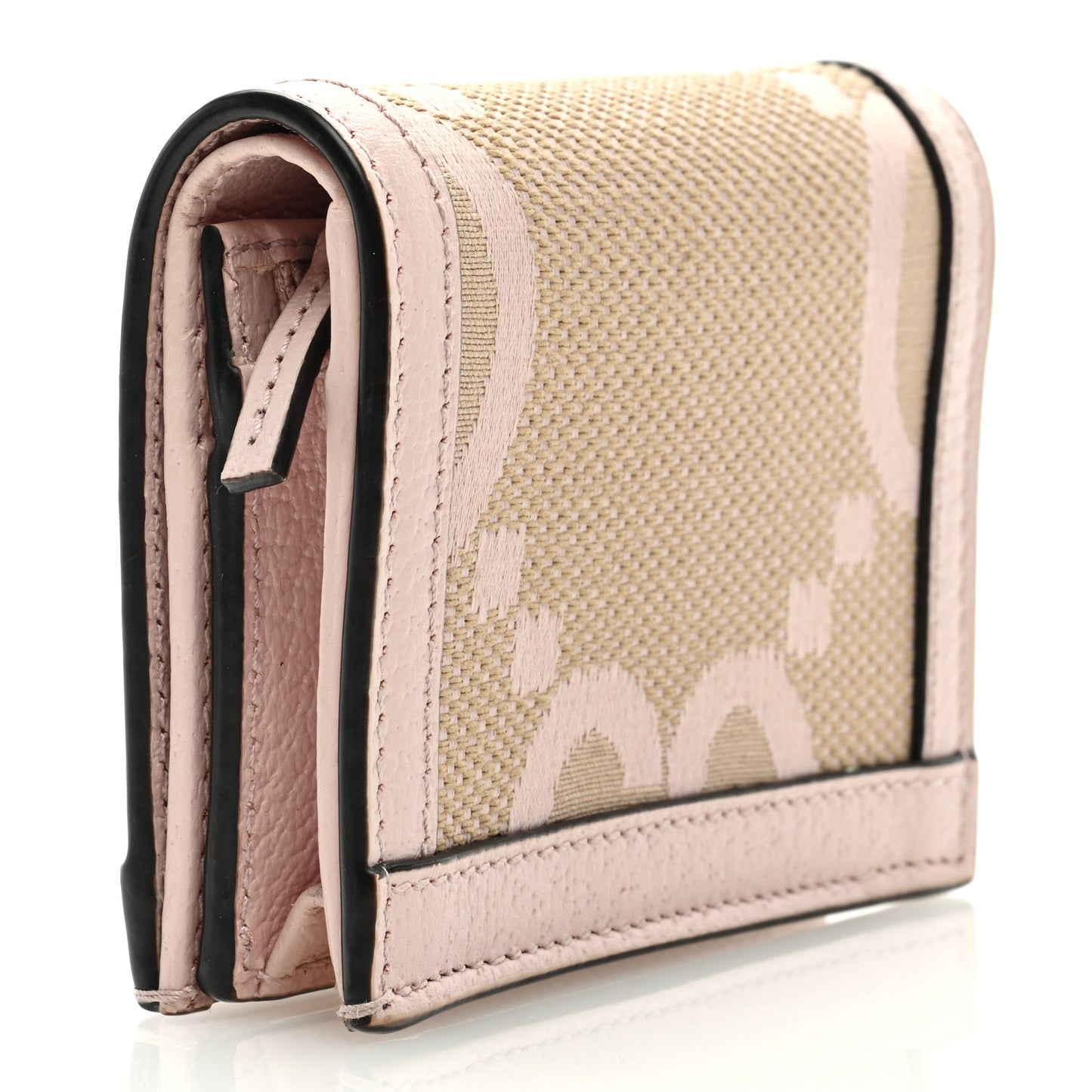 Monogram Jumbo GG Textured Dollar Calfskin Ophidia Card Case Beige Perfect Pink