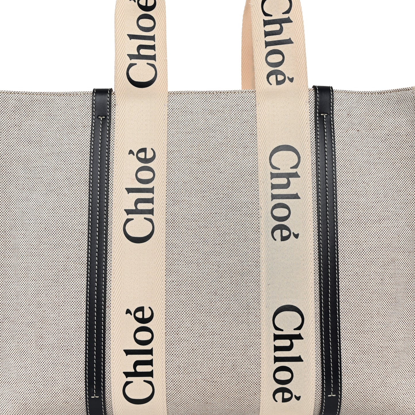 Cotton Calfskin Large Woody Ribbon Tote White Blue