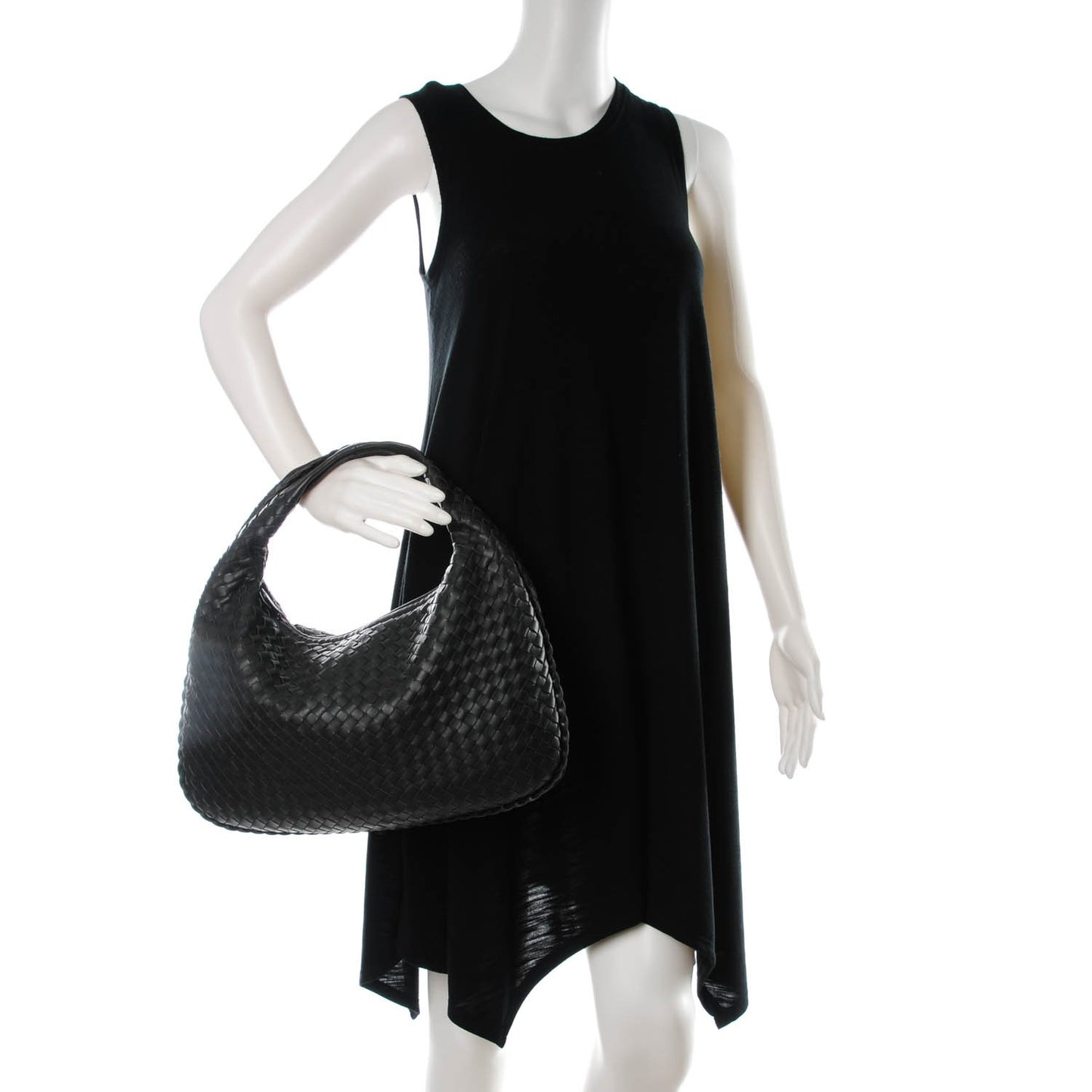 Nappa Intrecciato Medium Veneta Hobo Dark Grey