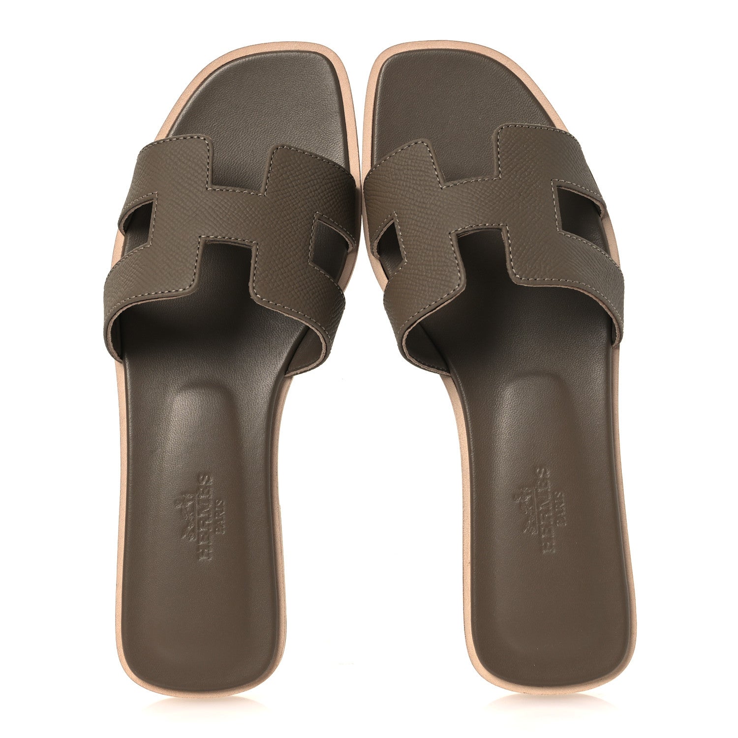 Hermes Epsom Oran Sandals 36 Etoupe 2 of 11