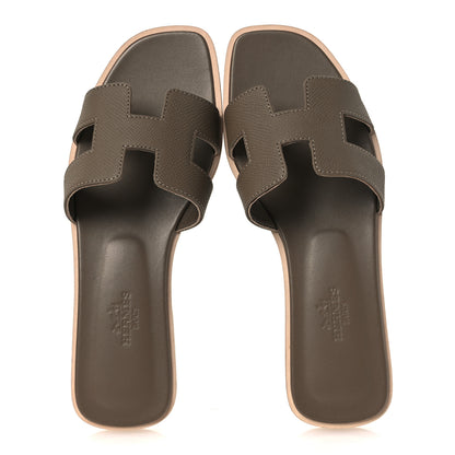 Hermes Epsom Oran Sandals 36 Etoupe 2 of 11