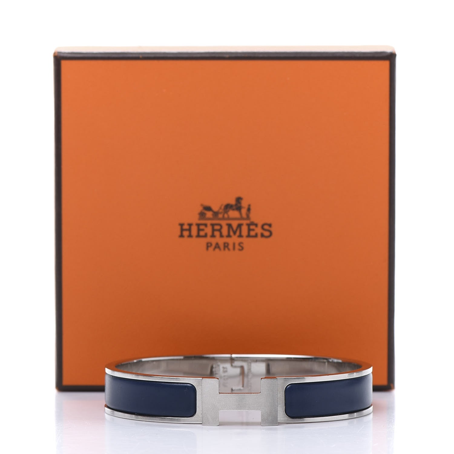 Hermes Matte Enamel Narrow Clic Clac HH Bracelet GM Bleu Nuit 5 of 5