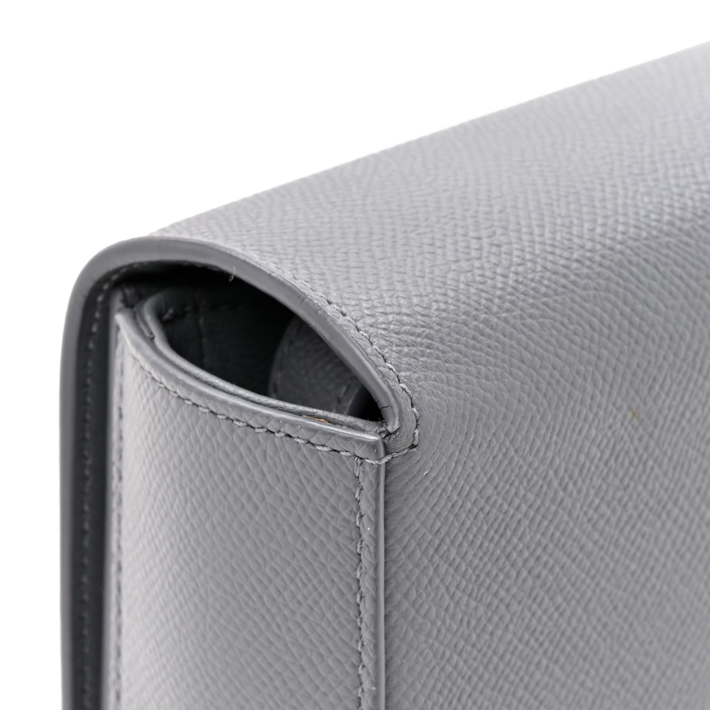Signature Grained Calfskin Logo S Ville Day Bag Gris Perle Fonce White