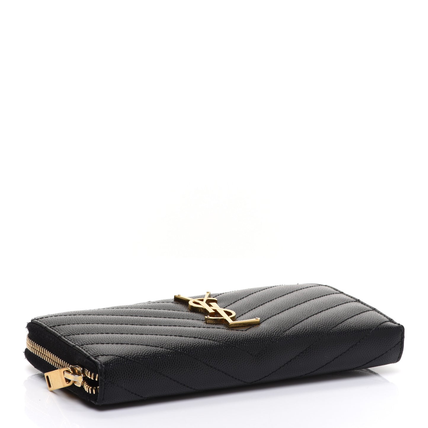 Grain De Poudre Matelasse Chevron Monogram Zip Around Wallet Black