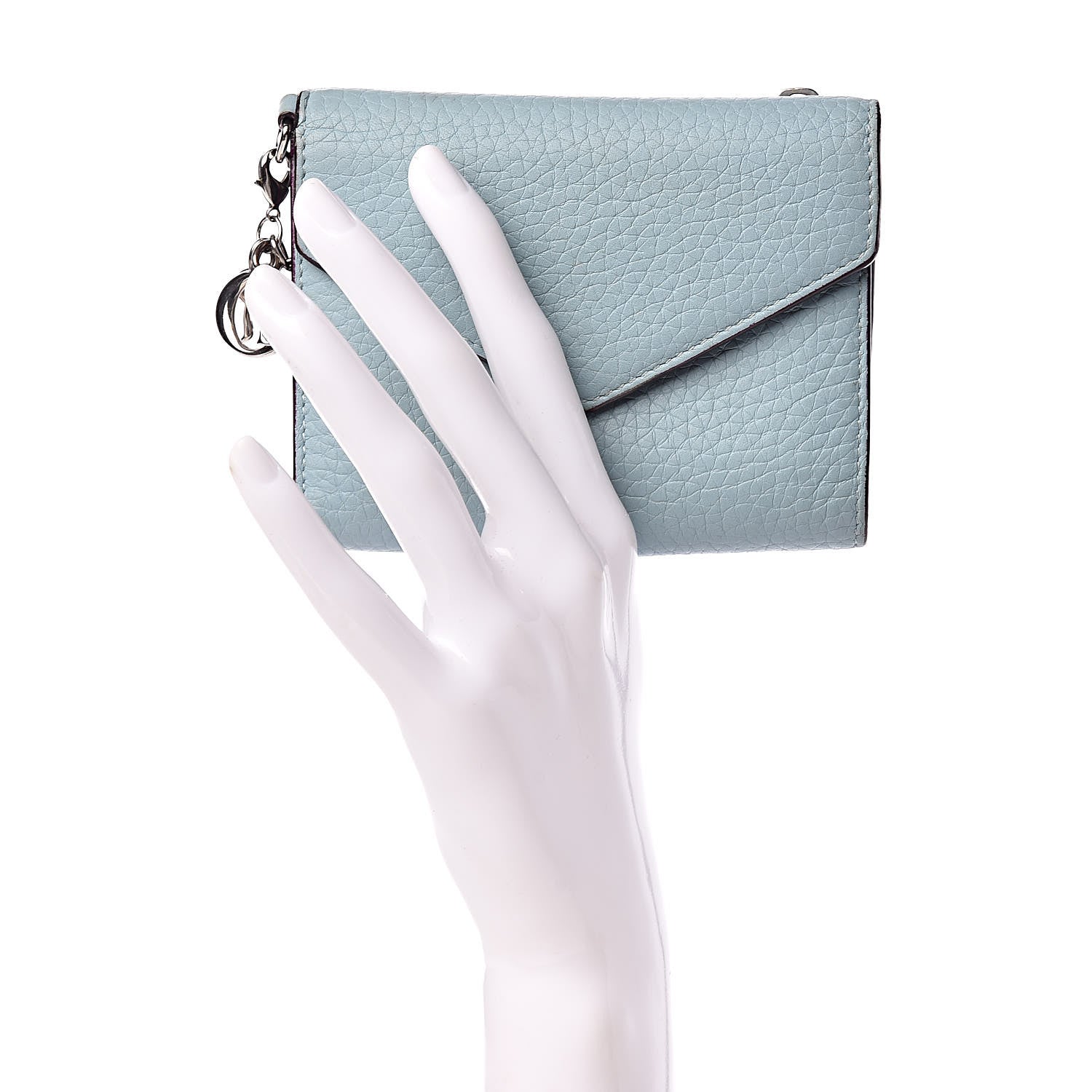 Christian Dior Bullcalf Diorissimo Medium Envelope Wallet Sky Blue 2 of 8