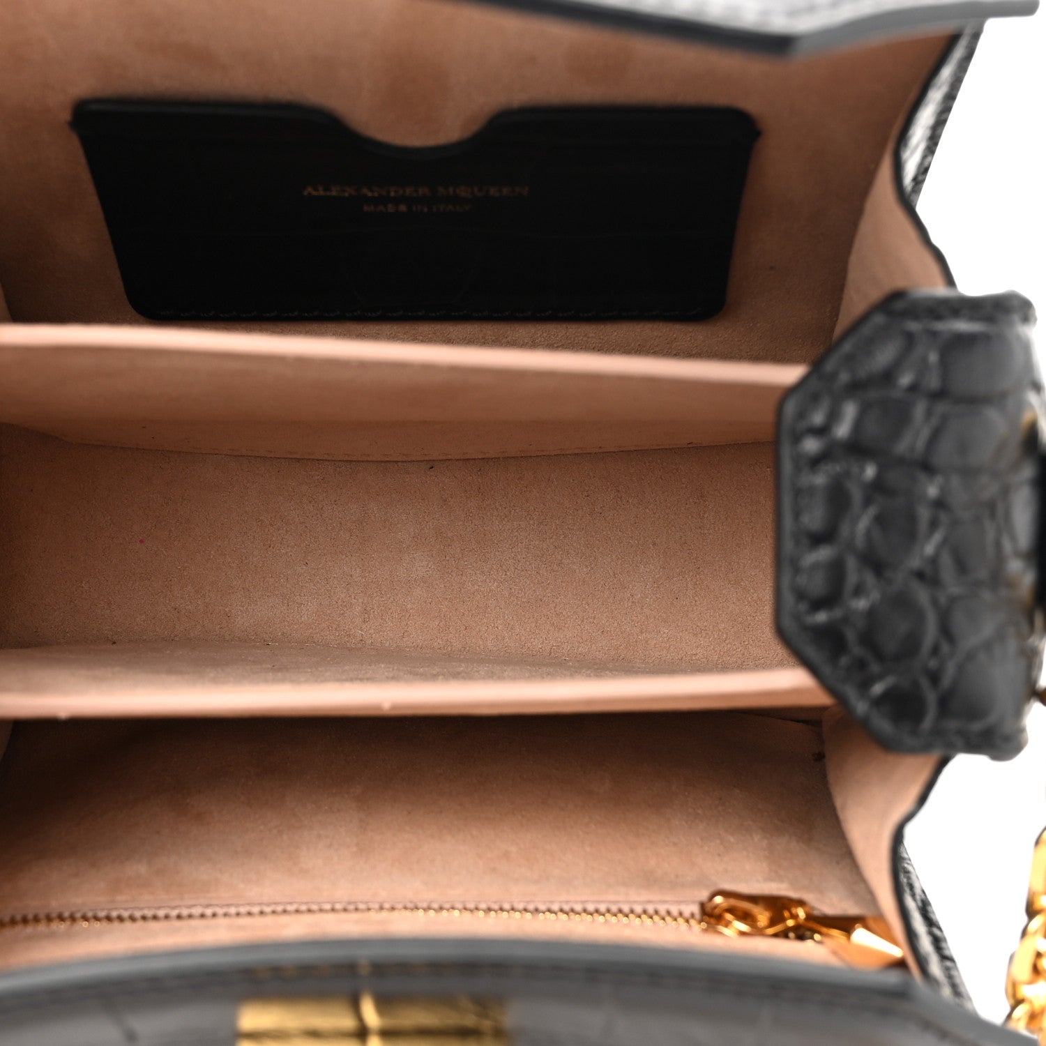 Alexander McQueen Calfskin Crocodile Embossed Box Shoulder Bag 19 Black 5 of 10