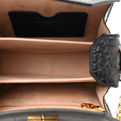 Alexander McQueen Calfskin Crocodile Embossed Box Shoulder Bag 19 Black 5 of 10