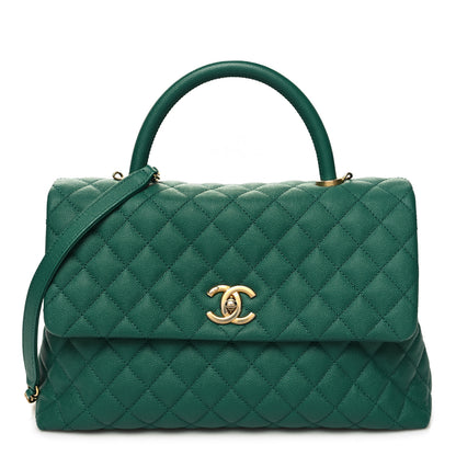 Chanel Caviar Quilted Medium Coco Handle Flap Green 1 of 11