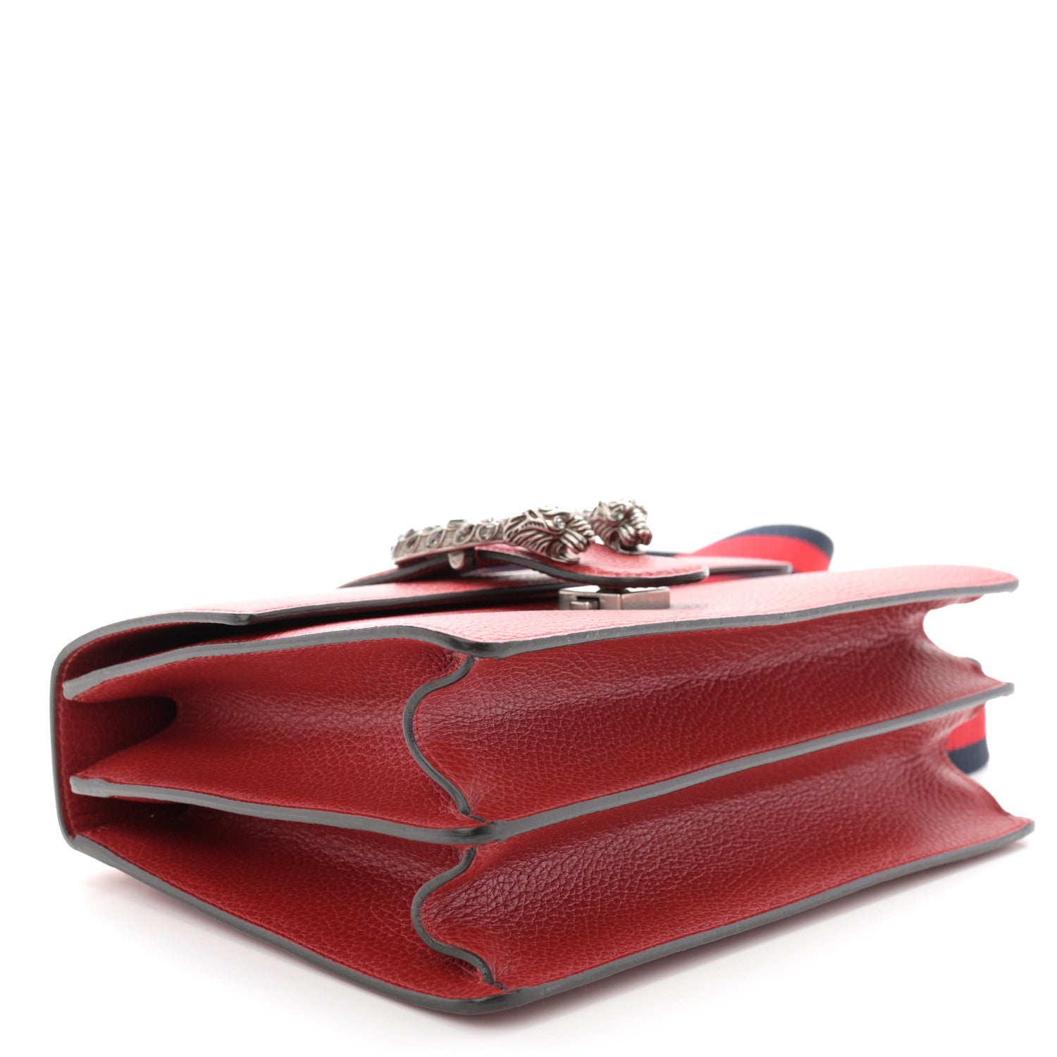 Gucci Dollar Calfskin Crystal Web Medium Dionysus Bamboo Top Handle Bag Hibiscus Red Black Diamond 4 of 14