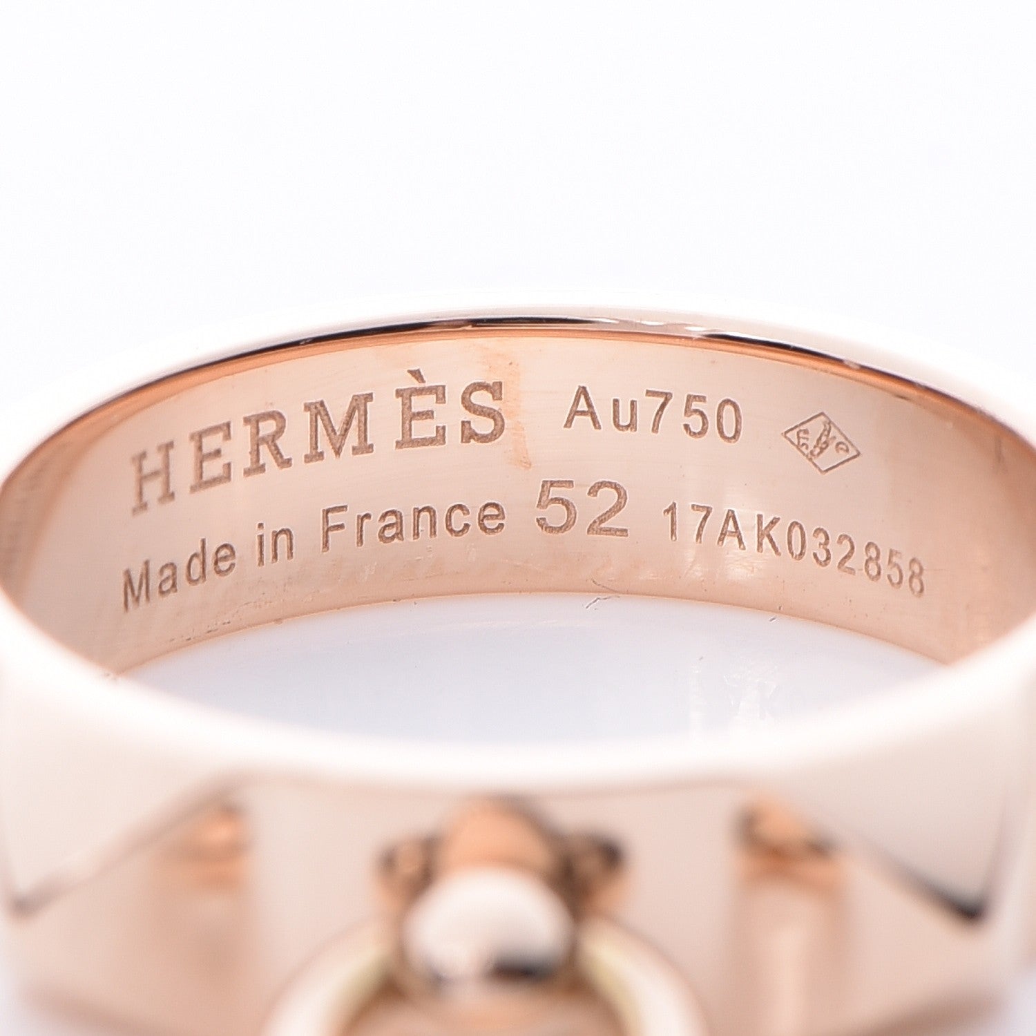 Hermes 18K Rose Gold PM Collier De Chien Ring 52 6 4 of 7