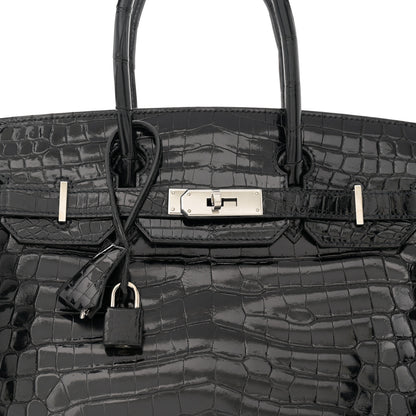 Hermes Shiny Niloticus Crocodile Birkin 30 Black 8 of 12