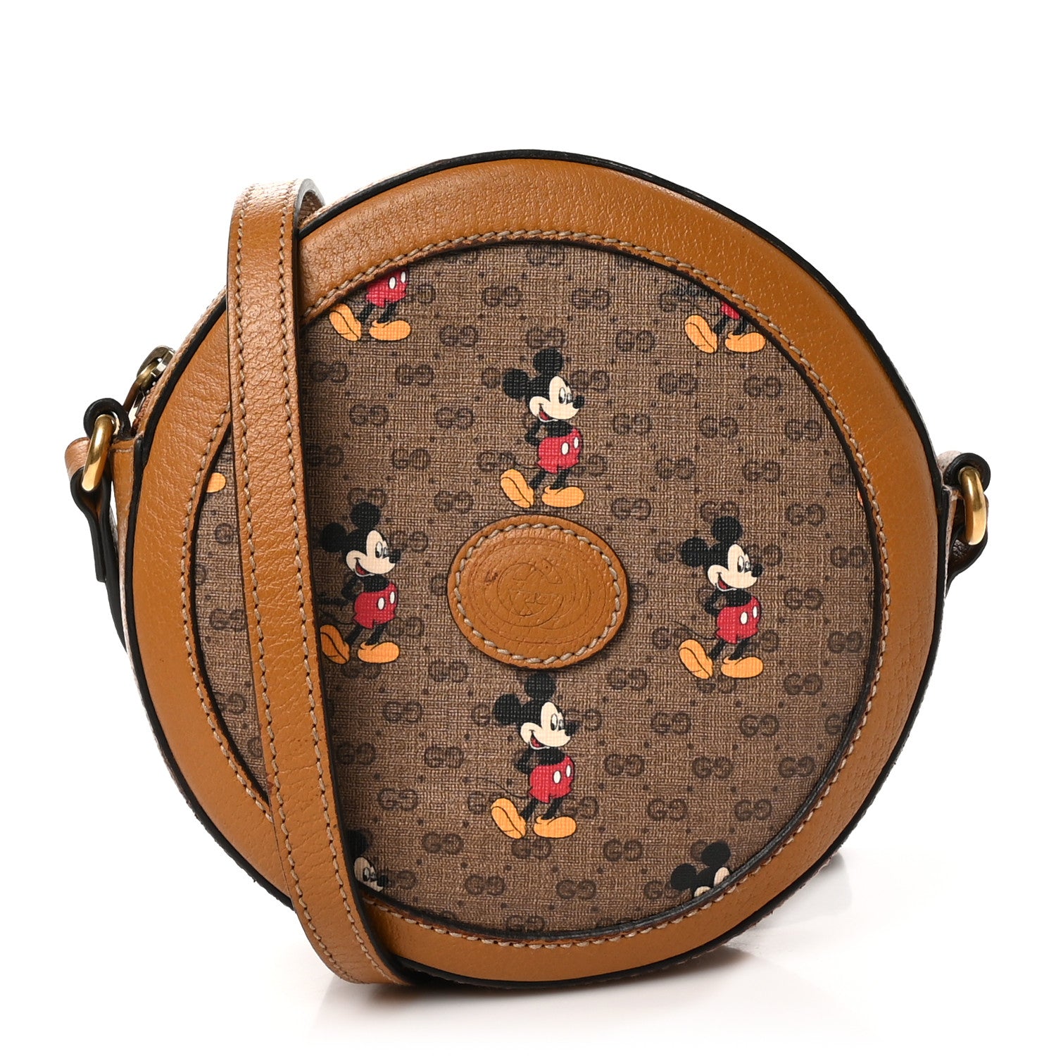 Gucci X DISNEY Mini Vintage GG Supreme Monogram Mickey Mouse Round Shoulder Bag Beige Vintage Sun Oil 1 of 12