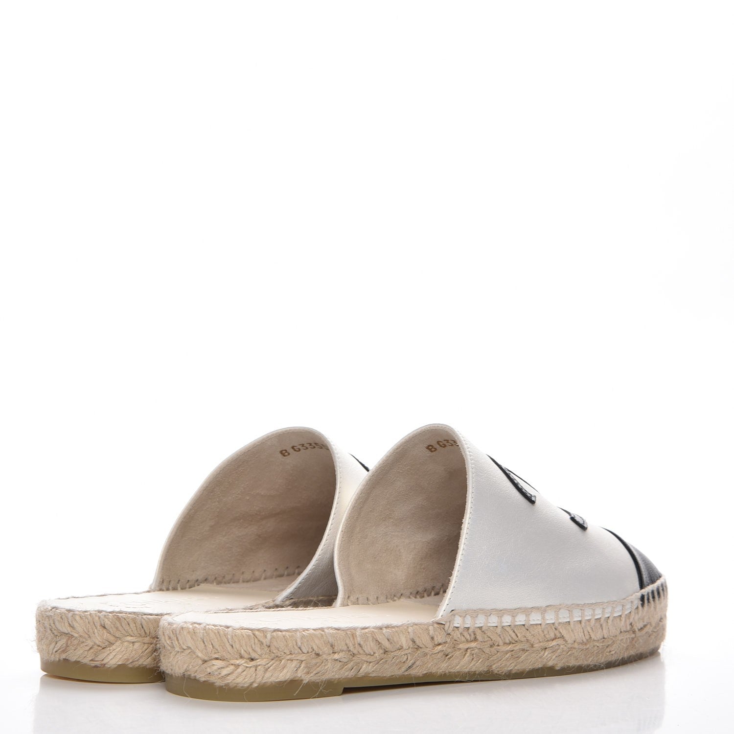 Chanel Iridescent Goatskin CC Espadrille Mules 37 Ivory Black 4 of 10