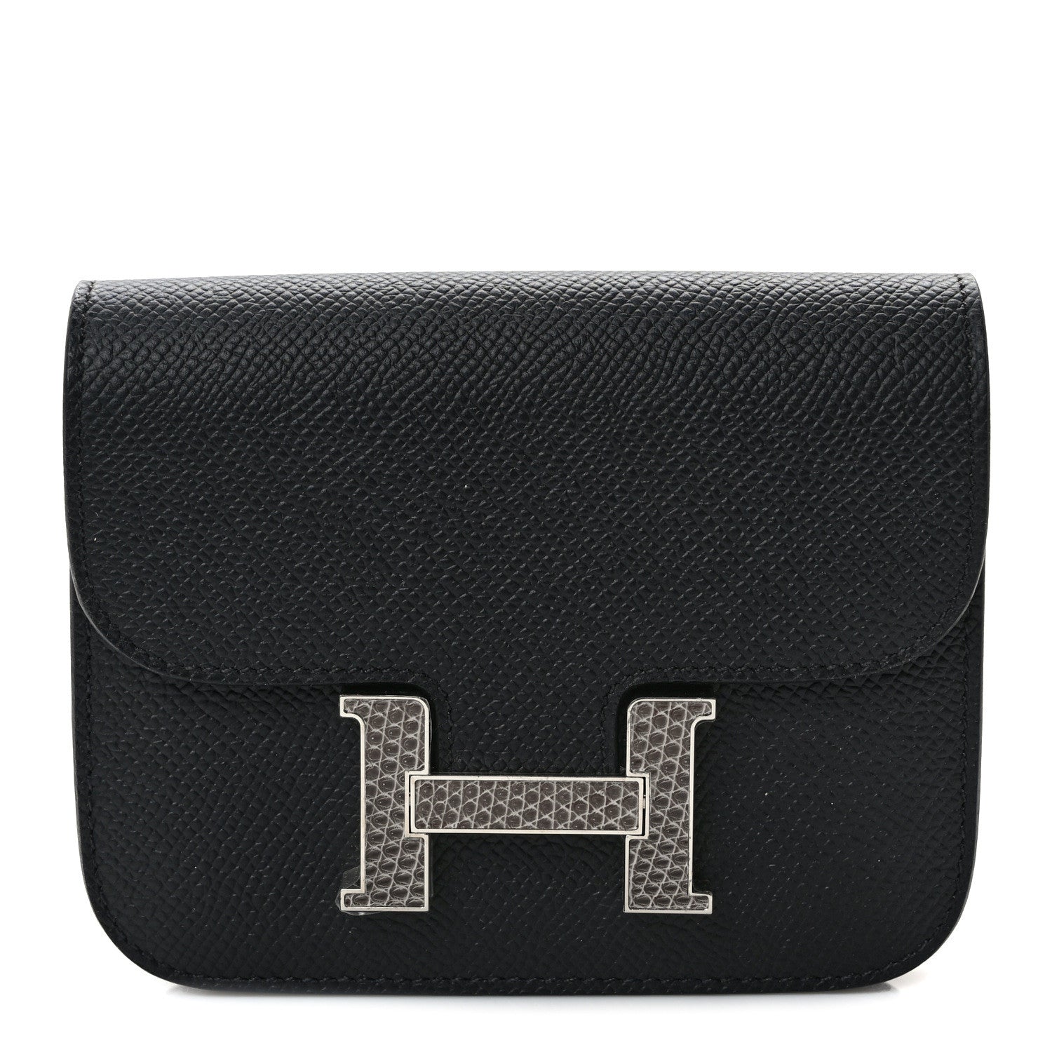 Hermes Epsom Lizard Constance Slim Wallet Black 1 of 8