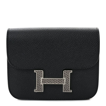 Hermes Epsom Lizard Constance Slim Wallet Black 1 of 8