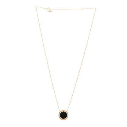 Tiffany 18K Rose Gold Diamond Black Onyx T Circle Pendant Necklace 2 of 3