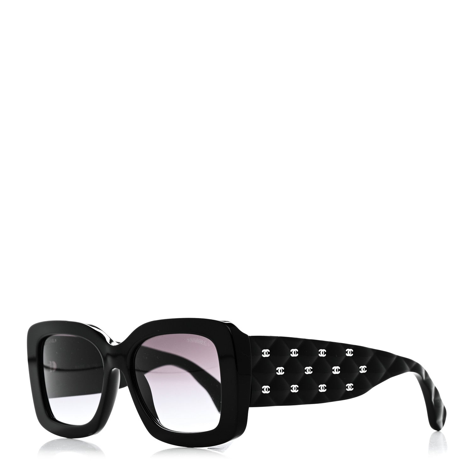 Chanel Acetate Quilted CC Rectangle Sunglasses 5483-A Black 1 of 7
