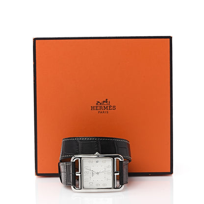 Hermes Stainless Steel Alligator 33mm Cape Cod Double Tour Quartz Watch Noir 7 of 7