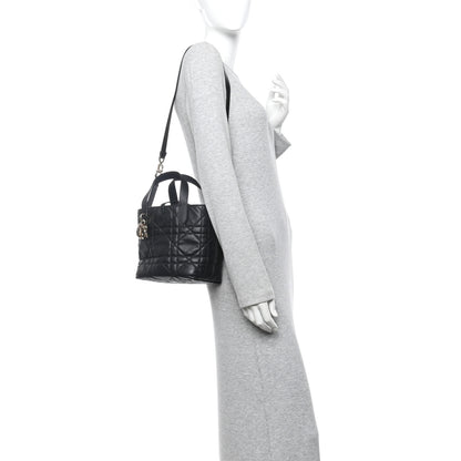Christian Dior Calfskin Macrocannage Small Toujours Vertical Tote Black 2 of 12