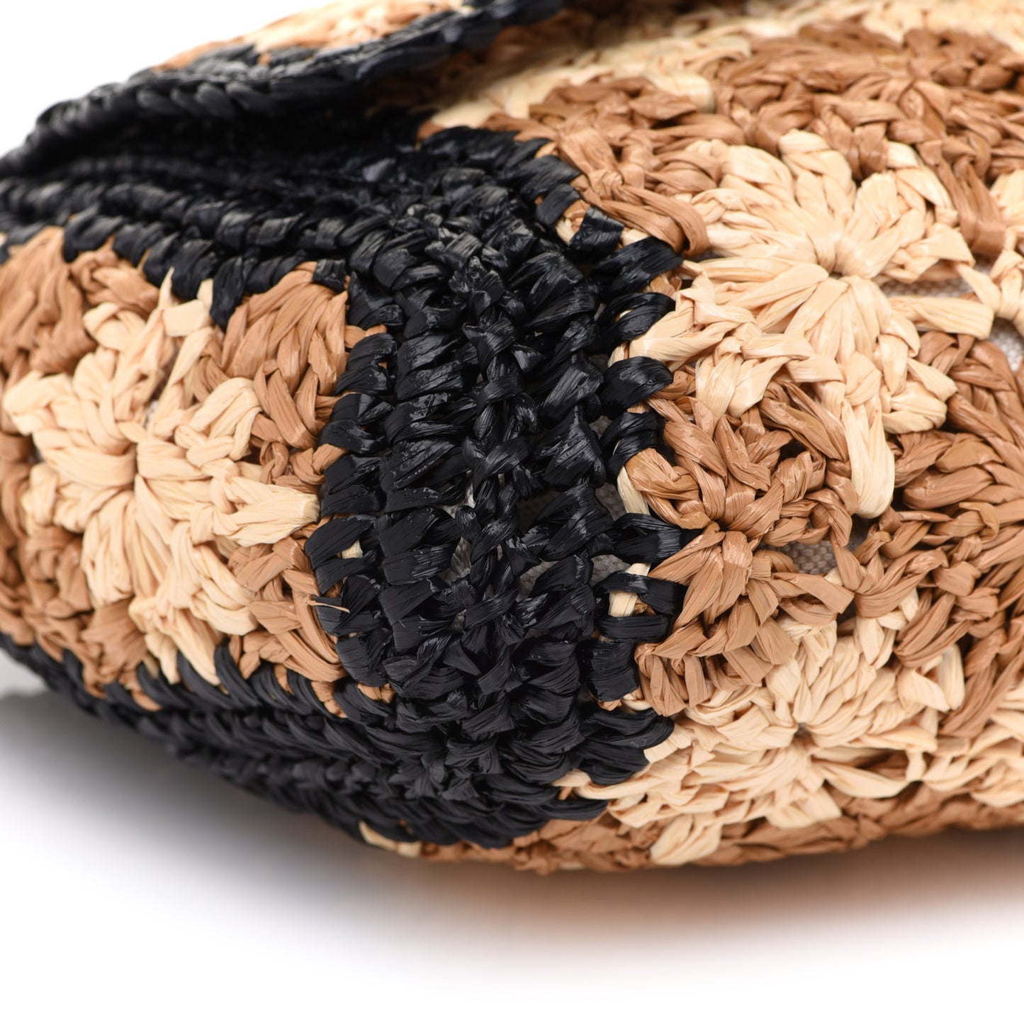 Raffia Azalea Calfskin Crochet Flower Small GG Marmont Shoulder Bag Natural Ecru Black