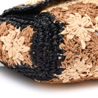 Gucci Raffia Azalea Calfskin Crochet Flower Small GG Marmont Shoulder Bag Natural Ecru Black 10 of 11