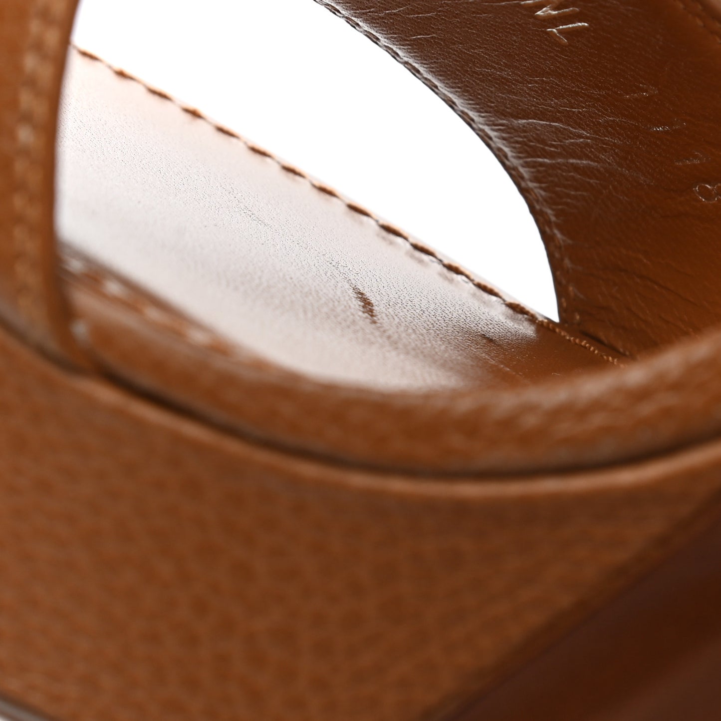 Grained Calfskin Horizon Platform Sandals 41 Cognac
