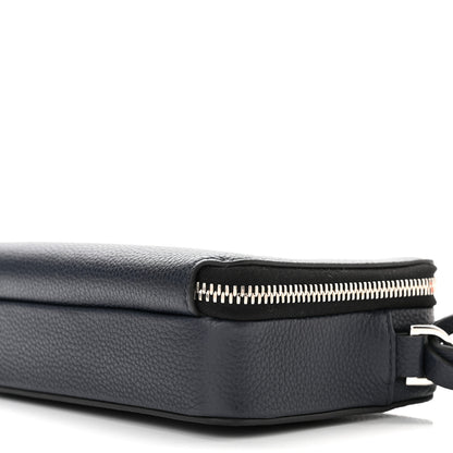 Christian Dior X SHAWN STUSSY Grained Calfskin Ox Head Crossbody Double Zip Crossbody Pouch Navy Blue 9 of 9