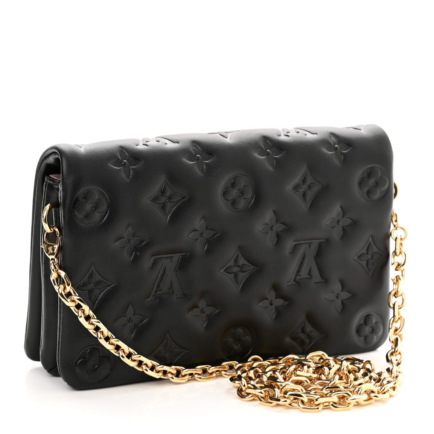 Lambskin Embossed Monogram Pochette Coussin Black