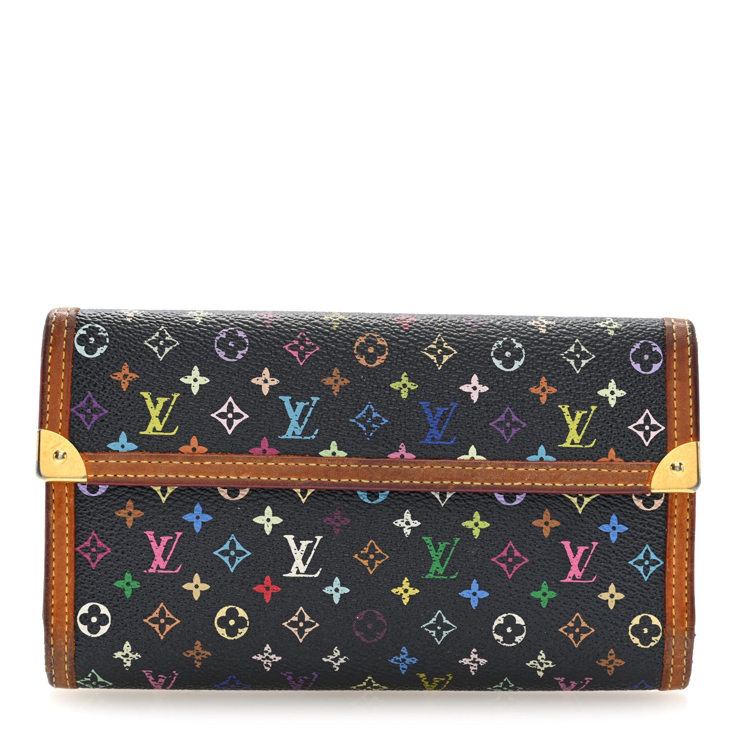 Louis Vuitton Monogram Multicolor Porte Tresor International Wallet Black 1 of 8