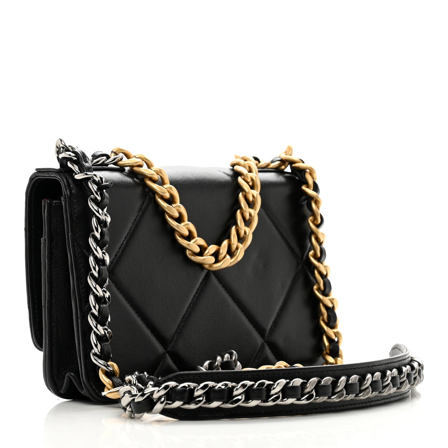 Chanel Lambskin Quilted Chanel 19 Wallet On Chain WOC Black 3 of 11