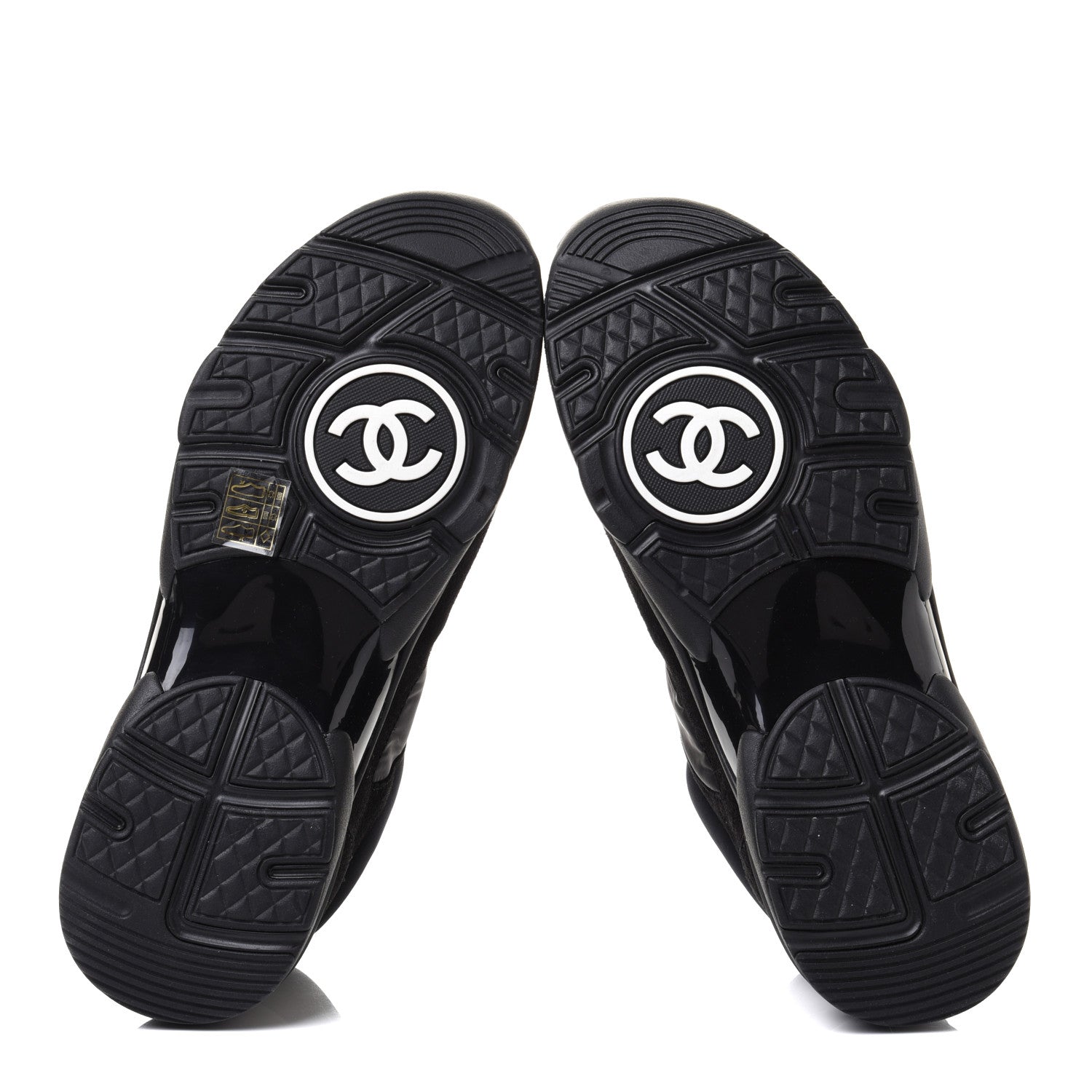 Chanel Nylon Calfskin Suede CC Sneakers 41 Black 5 of 9