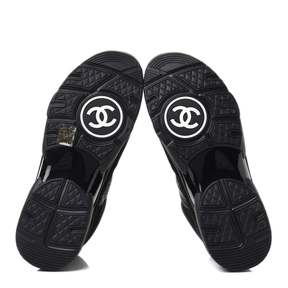 Chanel Nylon Calfskin Suede CC Sneakers 41 Black 5 of 9