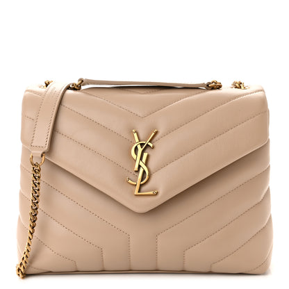 Saint Laurent Calfskin Y Quilted Monogram Small Loulou Chain Satchel Dark Beige 1 of 10