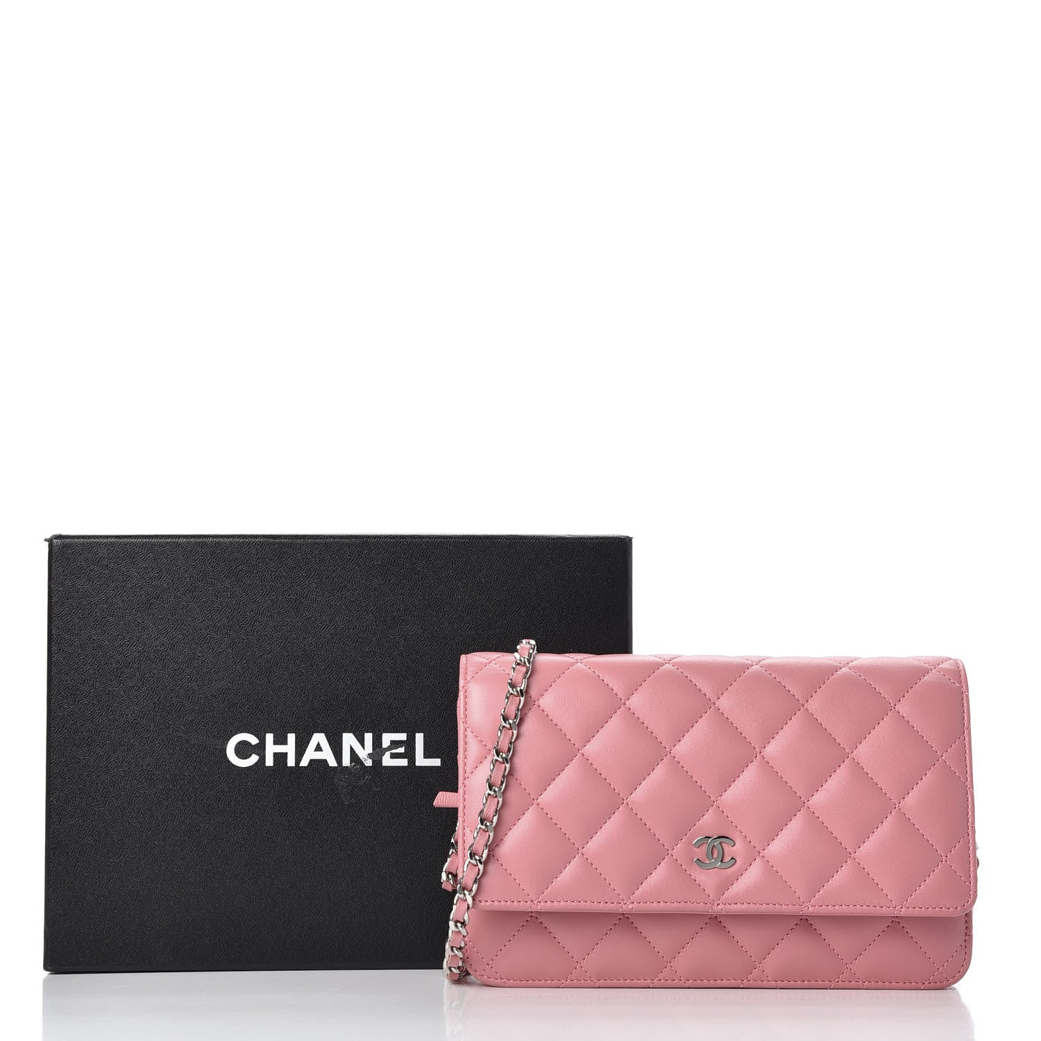 Chanel Lambskin Quilted Wallet On Chain WOC Pink 9 of 9