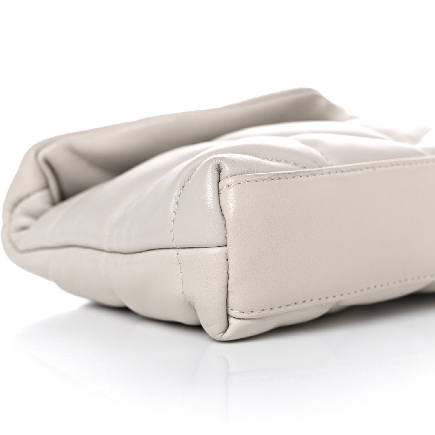 Saint Laurent Lambskin Monogram Loulou Puffer Pouch Clutch Crema Soft 9 of 11