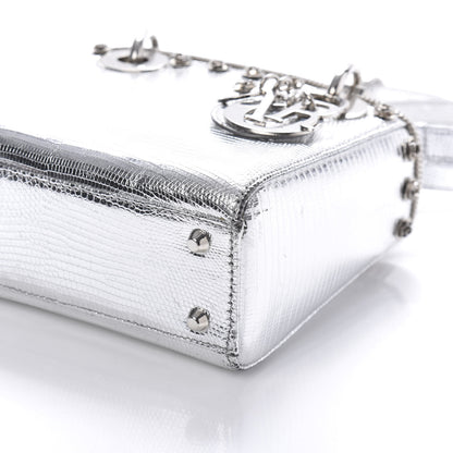 Christian Dior Metallic Lizard Mini Lady Dior Silver 7 of 9